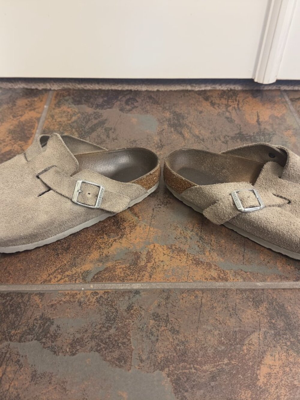 Birkenstock Taupe Boston Slides - Picture 4 of 9